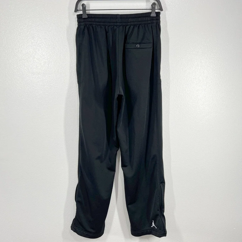 Air Jordan Track Pants Mens Small Athletic Training Black White Stripe Ankle Zip